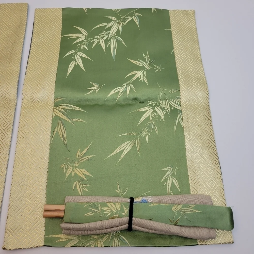 bamboo leaves silk placemat set